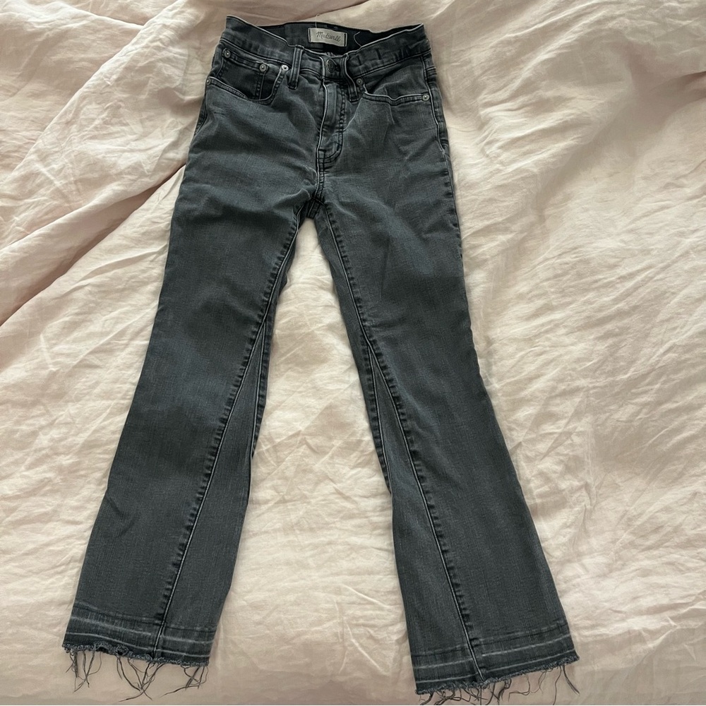 Madewell Gray Flare Wide Leg Jeans